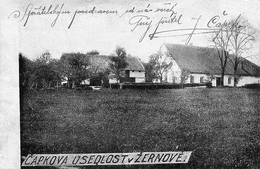 The Čapek family manor from a historical photograph